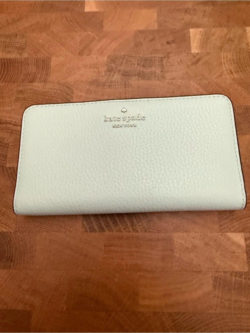kate spade Mint Zip-Around Pebbled Leather Wallet